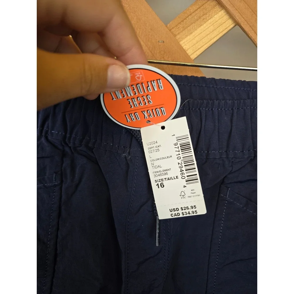 Childrens Place Quick Dry Shorts Boys 16 Blue Nylon Elastic Waist - New